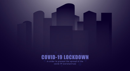 Fototapeta premium Illustration vector graphic of lockdown city because of covid-19. Coronavirus global pandemic. Fit for health care campaign againts corona virus.