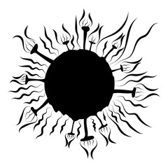 abstract black silhouette virus microbe bacterium symbol pathogen microorganism Thaksin molecule medical logo