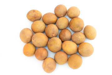 Chikoo or sapodilla fruit isolated on white background