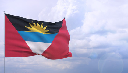 Waving flags of the world - flag of Antigua and Barbuda. 3D illustration.