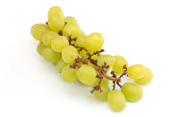 Fresh green grapes isolated on white background with clipping path.
