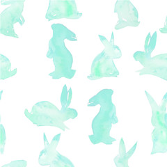 Fototapeta na wymiar Easter Bunny sketch art watercolor illustration