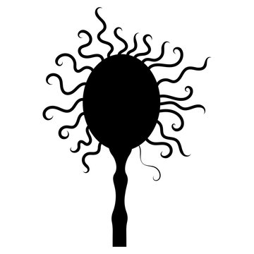 black silhouette of a flower illustration of an abstract tree nature plant branches leaves