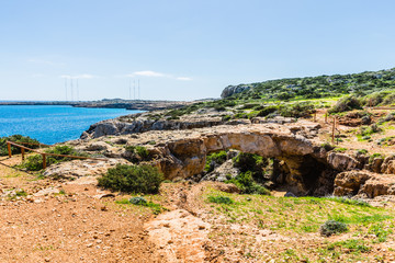 The Arch of Korakas, the most impressive natural bridge of Cyprus. Cape Greco National Park