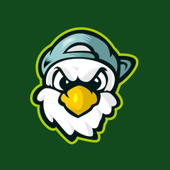cute birds eagle wear caps mascot logo