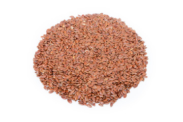 Heap of linseeds or flax seeds on white background