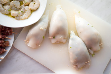 Shrimps, Souvlaki, Kalamari grillen © Michael