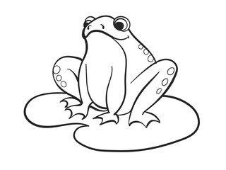 Children coloring, a frog is sitting on a water lily. Black and white snowflake. Cartoon raster