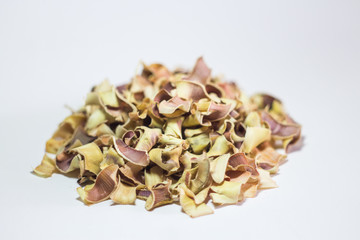dried lemongrass (lemon sorghum) on white background, Macro food photo, closeup, 