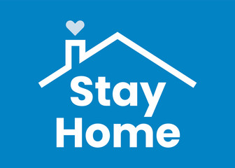 Stay at home text under house roof.