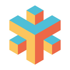 Fototapeta premium Abstract object of cubes. Retro colored. Isometric 3D vector object