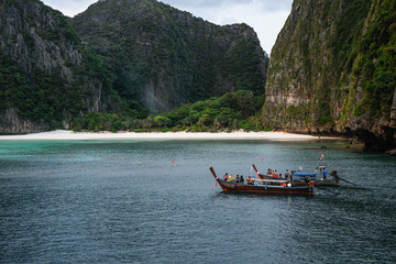 Speedboats at Maya Bay