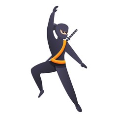 Jumping ninja icon. Cartoon of jumping ninja vector icon for web design isolated on white background