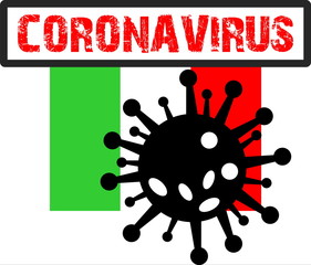 Coronavirus in Italy icon symbol and italian flag