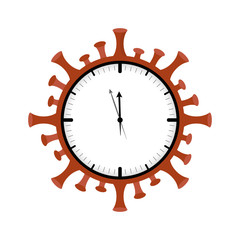 virus warning clock shortly before twelve vector illustration EPS10