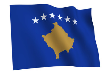 Kosovo Flag waving out