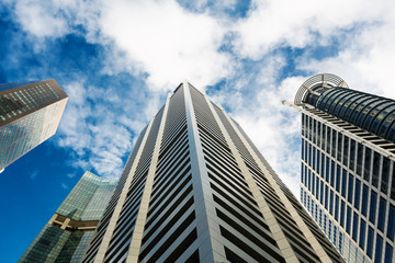 Fototapeta na wymiar High financial building on blue sky background.