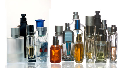 Perfume bottles in a white background