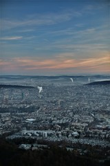 Zurich lightly in the fog in the morning mood