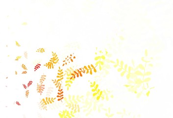 Fototapeta premium Light Yellow vector abstract pattern with leaves.