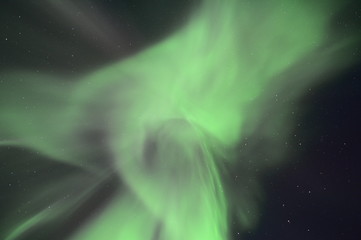 dancing green northern lights in the night sky