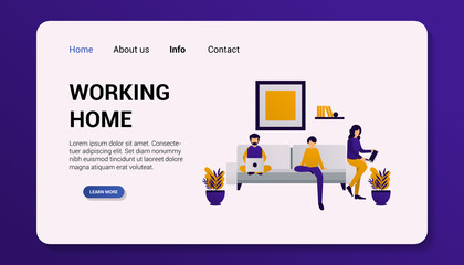 working home landing page flat design vector illustration