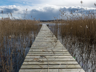 Fototapeta premium abstract wallpaper with wooden boardwalk