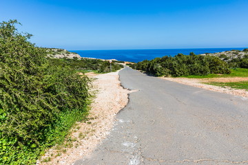 Fototapeta na wymiar paths of the Cape Greko National Park, Cyprus