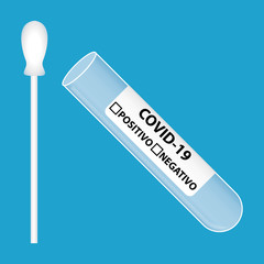 Medical equipment for testing Covid-19. illustration. Italian label.