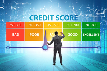 Businessman in credit score concept