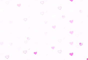 Light Purple, Pink vector backdrop with sweet hearts.