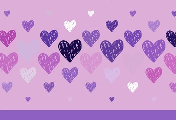 Light Purple, Pink vector backdrop with sweet hearts.