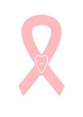 Pink ribbon breast cancer awareness. Modern style logo illustration for october month awareness campaigns.