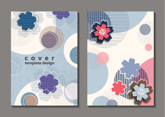 Set of greeting cards. Geometric background, flowers and circles from wavy lines, dots, particles. Pastel shades. Design for cards, covers, banners, advertising. Eastern elements.