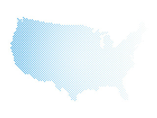 United States of America. Dotted halftone map of USA. Simple flat vector illustration