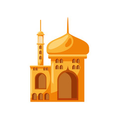 muslim temple, mosque building on white background