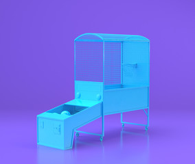 Blue arcade basketball , entertainment center objects in purple flat room, 3d rendering