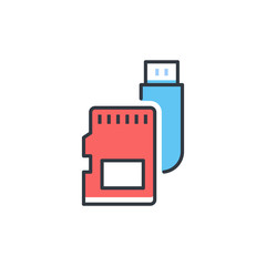 memory cards  vector icon Color Illustration.