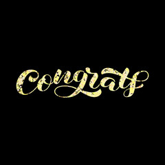 Congrats brush lettering. Vector illustration for banner or poster