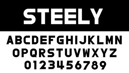 Vector of steely modern font design and alphabet set.
