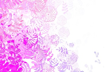 Obraz premium Light Purple, Pink vector abstract background with leaves, flowers.