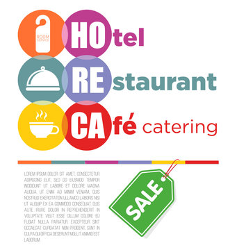 HoReCa Services - Hotel business infographics. Set of icons, illustration, vector