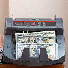 Electronic Money Counter Counts Counts American Hundred Dollar Banknotes
