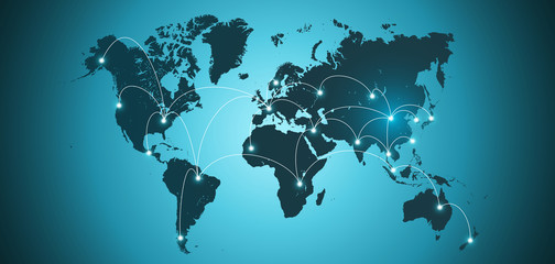 World map. Global network connections