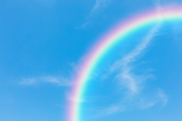 Blue sky and clouds and rainbow background