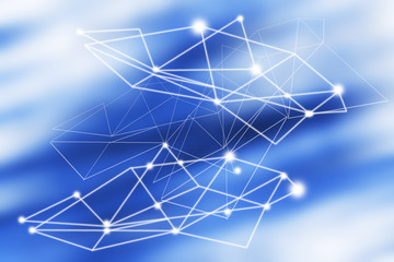 Double exposure digital networking technology on Money and financial city background. Concept of future business trend.  element of this images furnished by NASA.