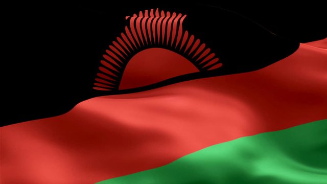Malawi flag Motion Loop video waving in wind. Realistic Malawian Flag background. Malawi Flag Looping Closeup 1080p Full HD 1920X1080 footage. Malawi Africa country flags footage video for film,news