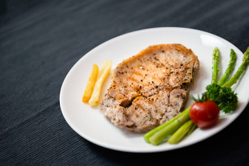 pork steak is cooked