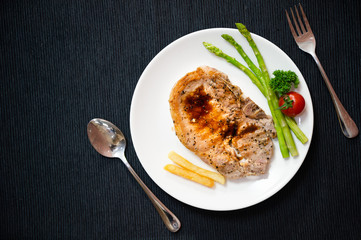 pork steak is cooked