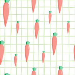 Geometric orange carrot seamless pattern. Botanical wallpaper.